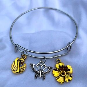 Brand New! Handmade! Adjustable Charm Bangle Bracelet!